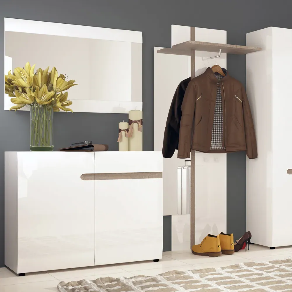 Florence Chelsea 2 Door Single Drawer Sideboard - White, Oak