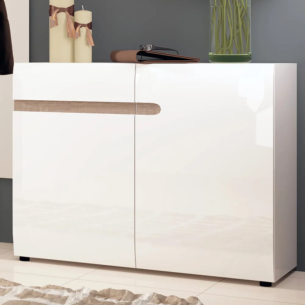 Florence Chelsea 2 Door Single Drawer Sideboard - White, Oak