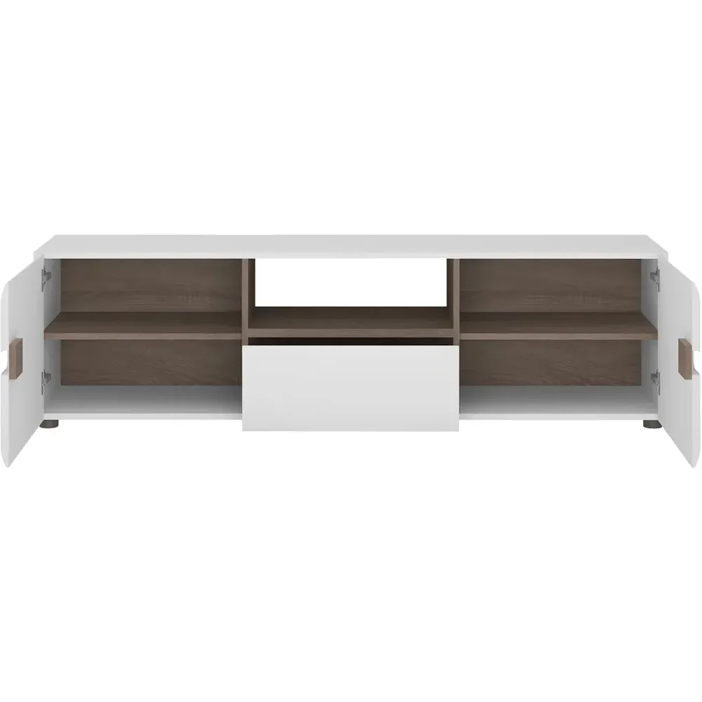 Florence Chelsea 2 Door TV Unit - White, Truffle Oak