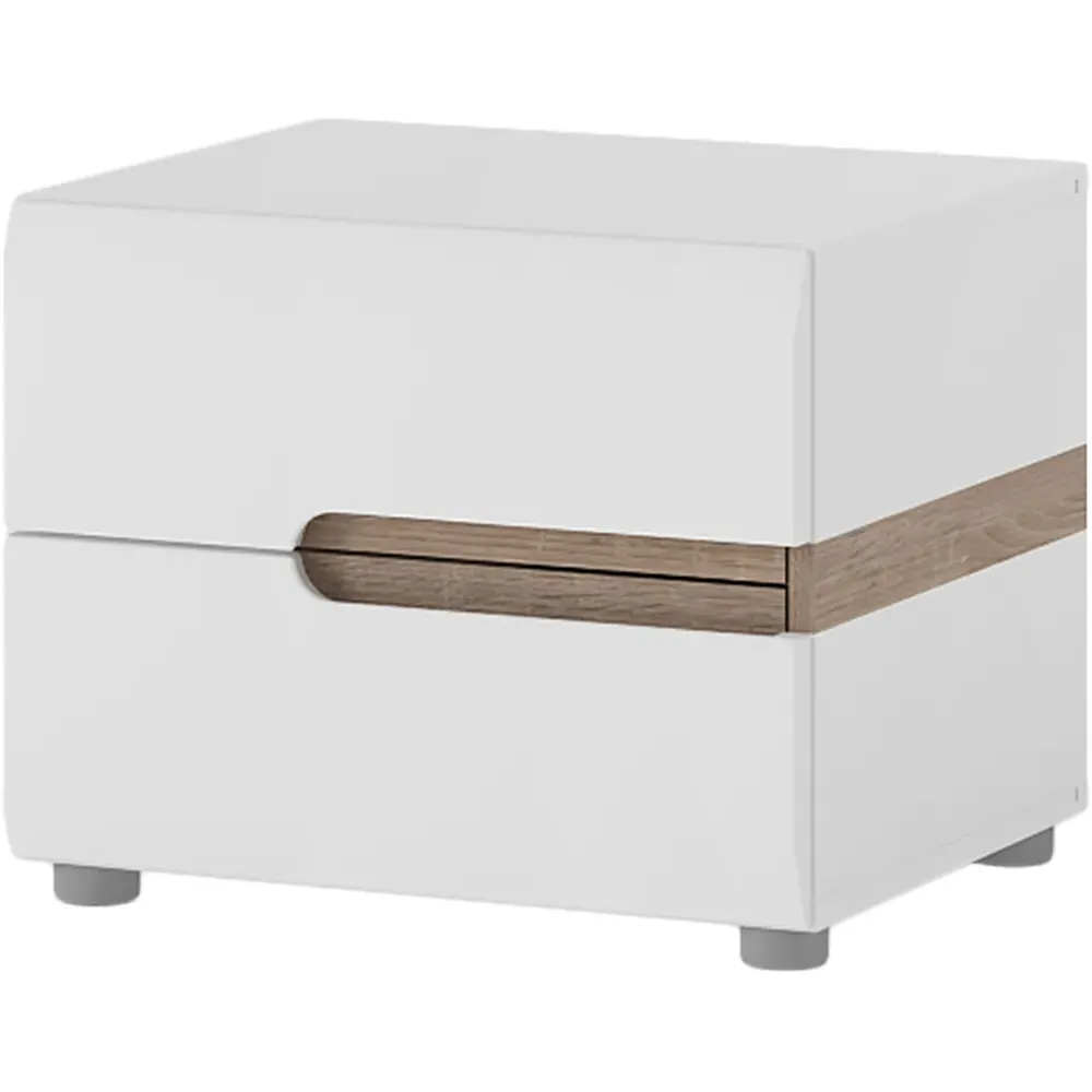 Florence Chelsea 2 Drawer Bedside Table - White, Oak