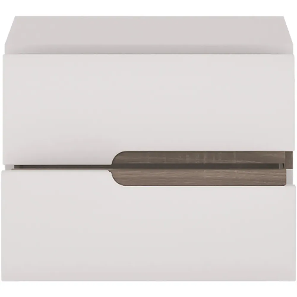 Florence Chelsea 2 Drawer Bedside Table - White, Oak