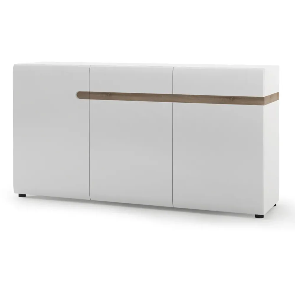 Florence Chelsea 3 Door 2 Drawer Sideboard - White, Oak