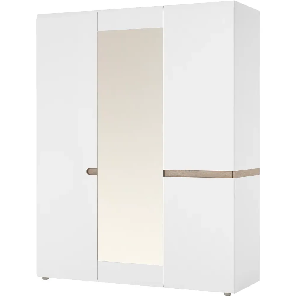 Florence Chelsea 3 Door Wardrobe - White, Oak