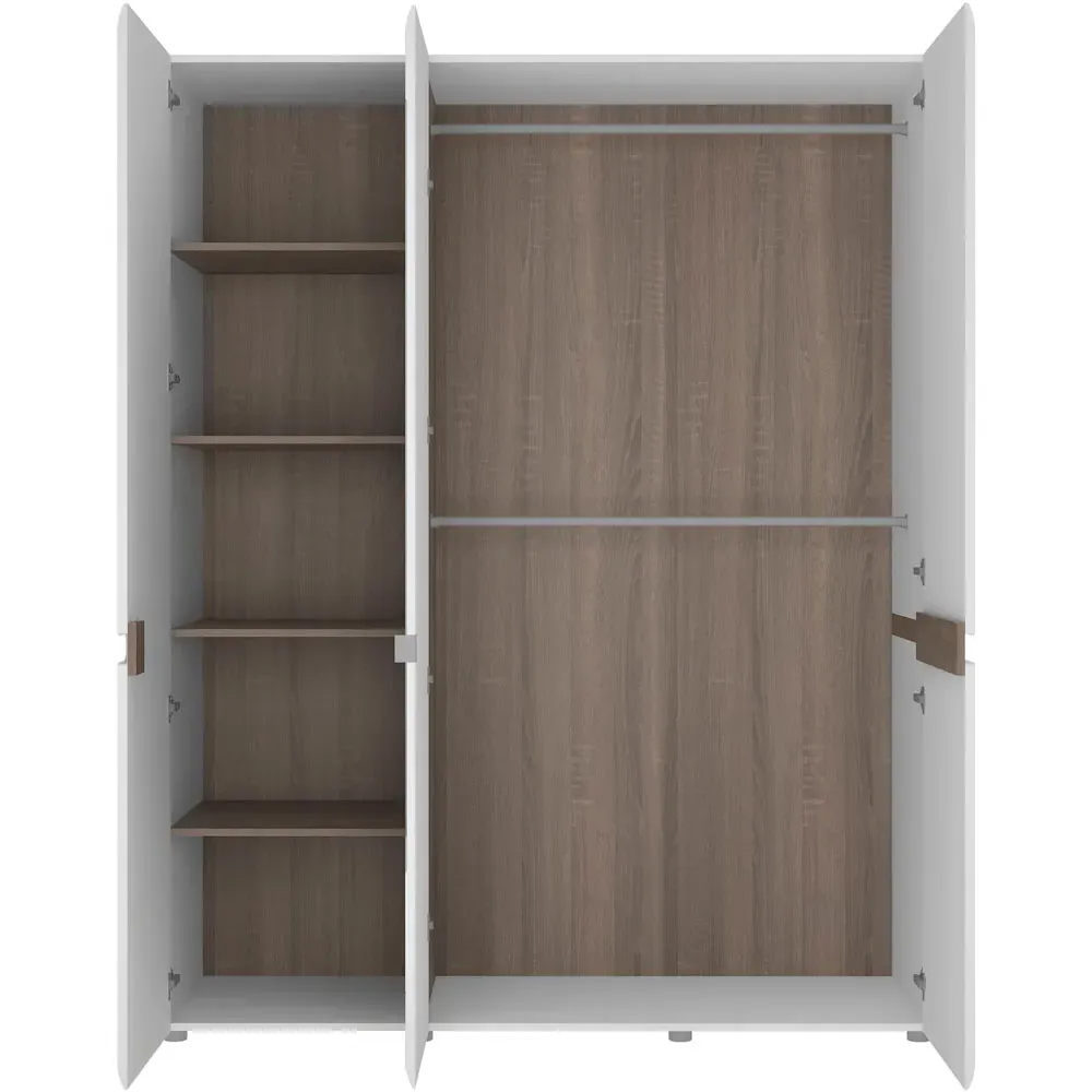 Florence Chelsea 3 Door Wardrobe - White, Oak