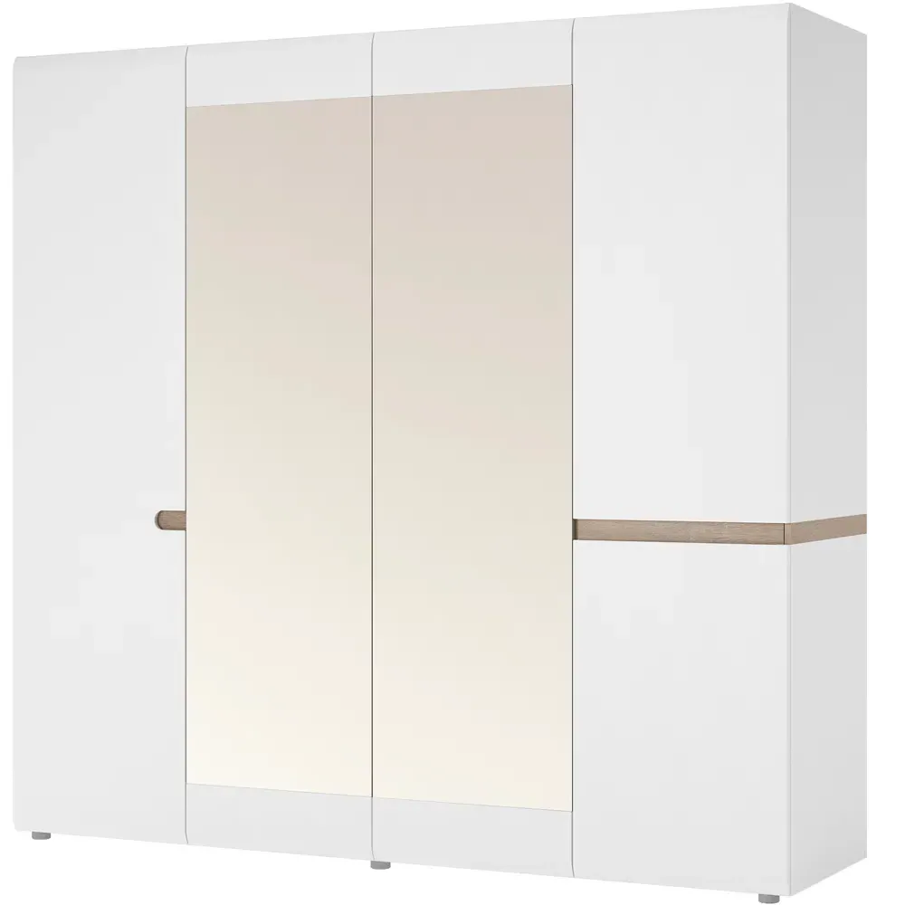 Florence Chelsea 4 Door Wardrobe - White, Oak