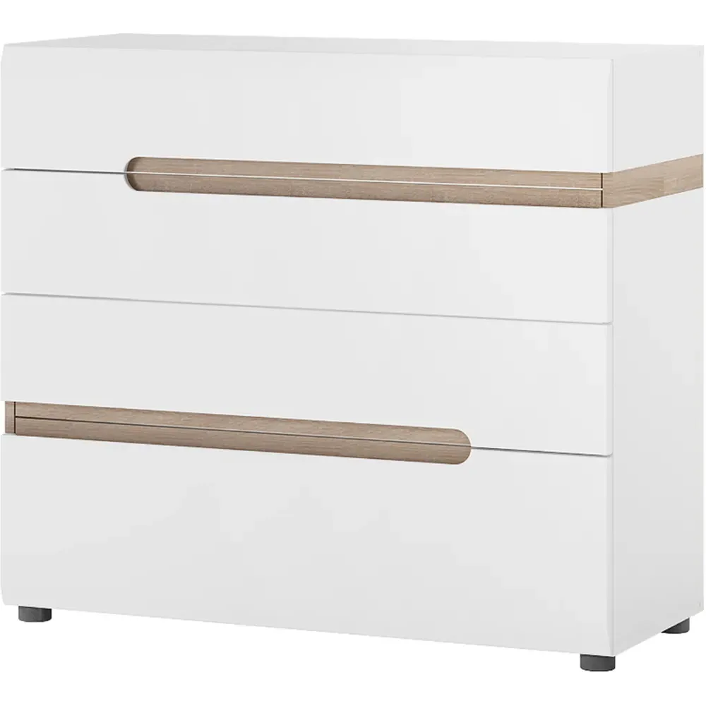 Florence Chelsea 4 Drawer Chest of Drawers - White, Oak