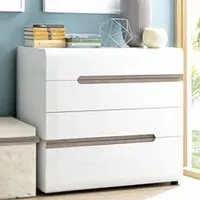 Florence Chelsea 4 Drawer Chest of Drawers - White, Oak