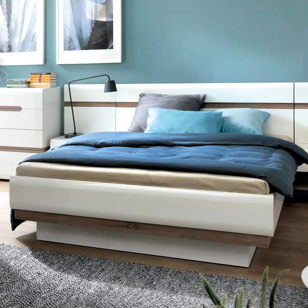 Florence Chelsea King Size Bed - White, Oak