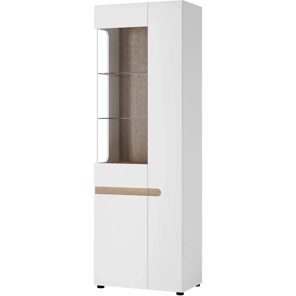 Florence Chelsea Left Hand Tall Glazed Display Cabinet - White
