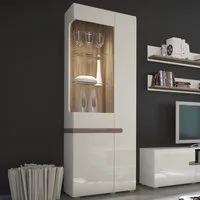 Florence Chelsea Left Hand Tall Glazed Display Cabinet - White