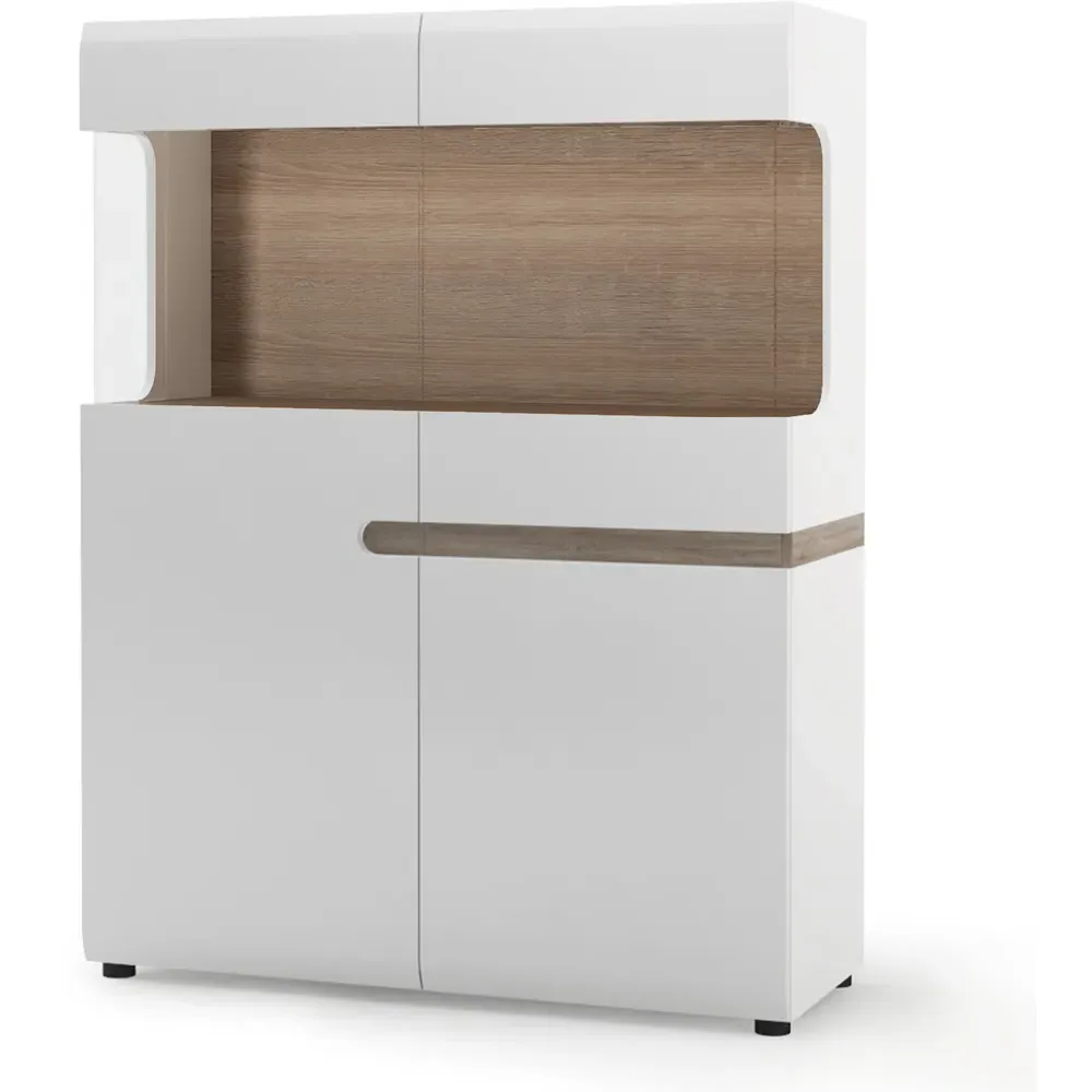 Florence Chelsea Low Display Cabinet - White, Oak