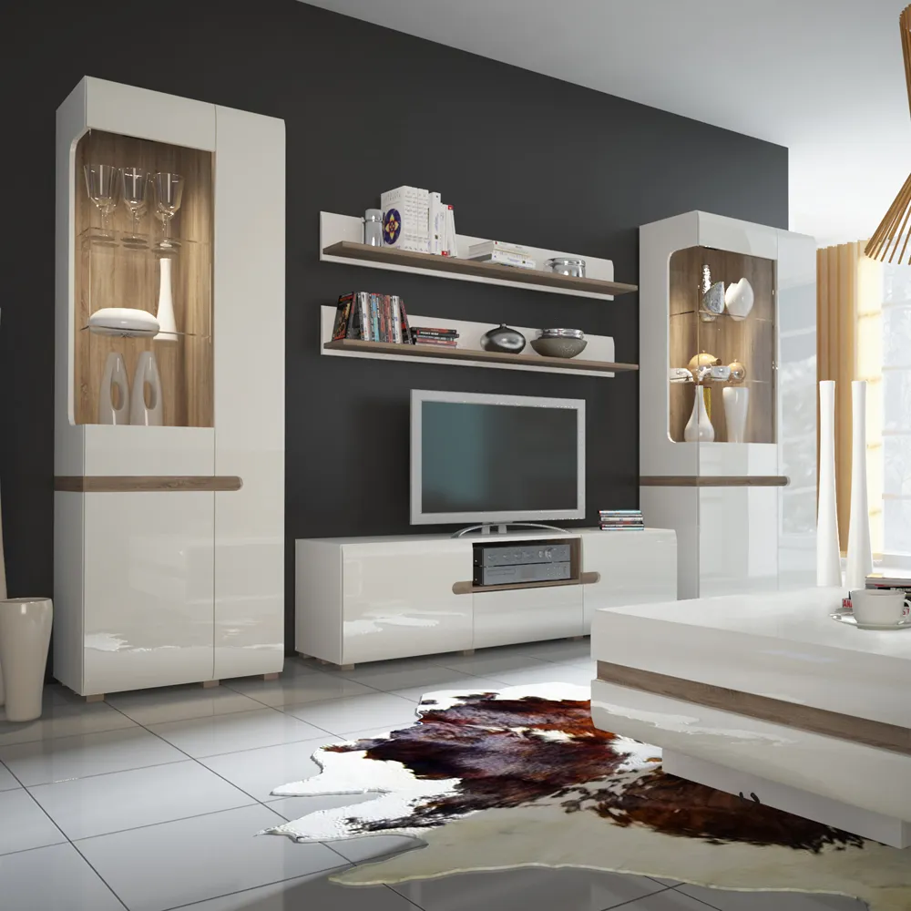 Florence Chelsea Right Hand Tall Glazed Display Cabinet - White