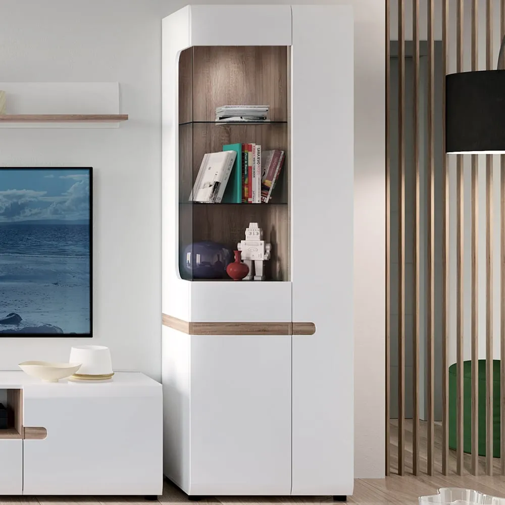 Florence Chelsea Right Hand Tall Glazed Display Cabinet - White