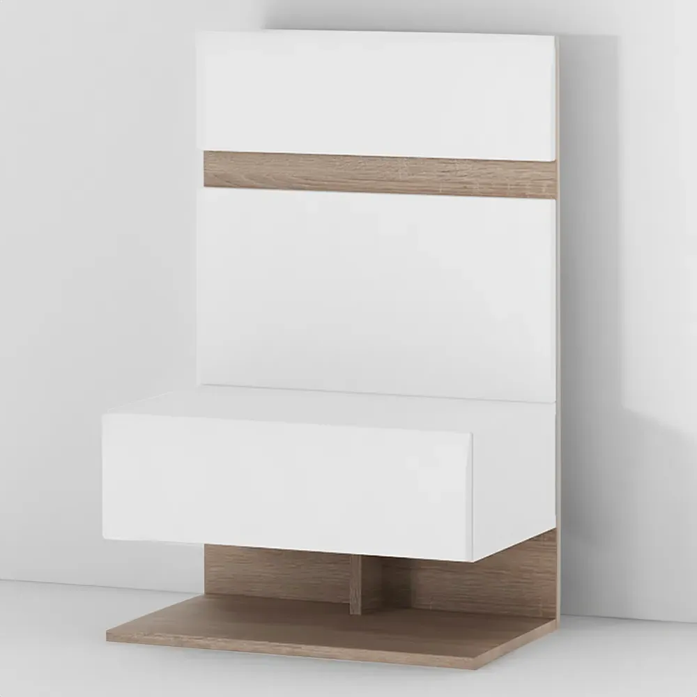 Florence Chelsea Single Drawer Bedside Extension - White, Oak image