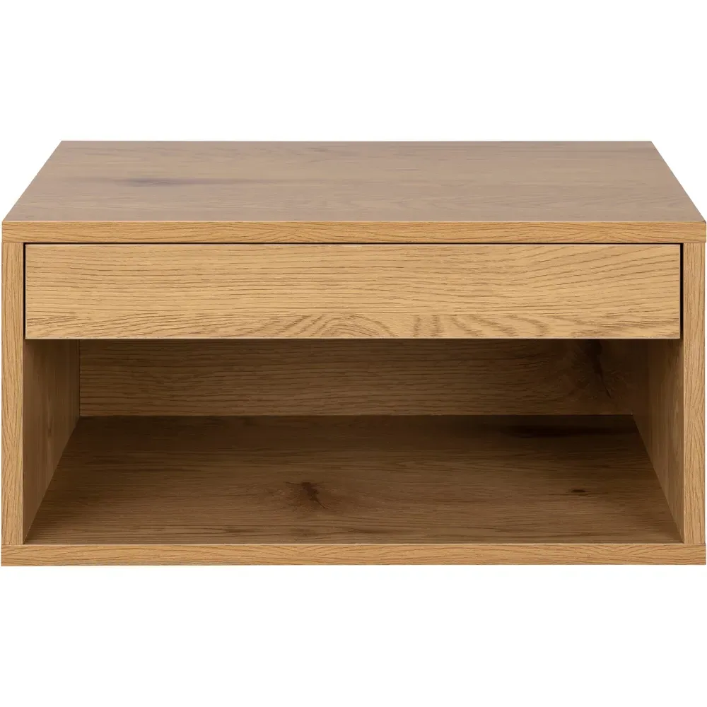 Florence Cholet Square Bedside Table with Drawer - Brown, Oak