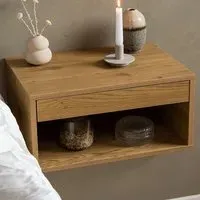 Florence Cholet Square Bedside Table with Drawer - Brown, Oak