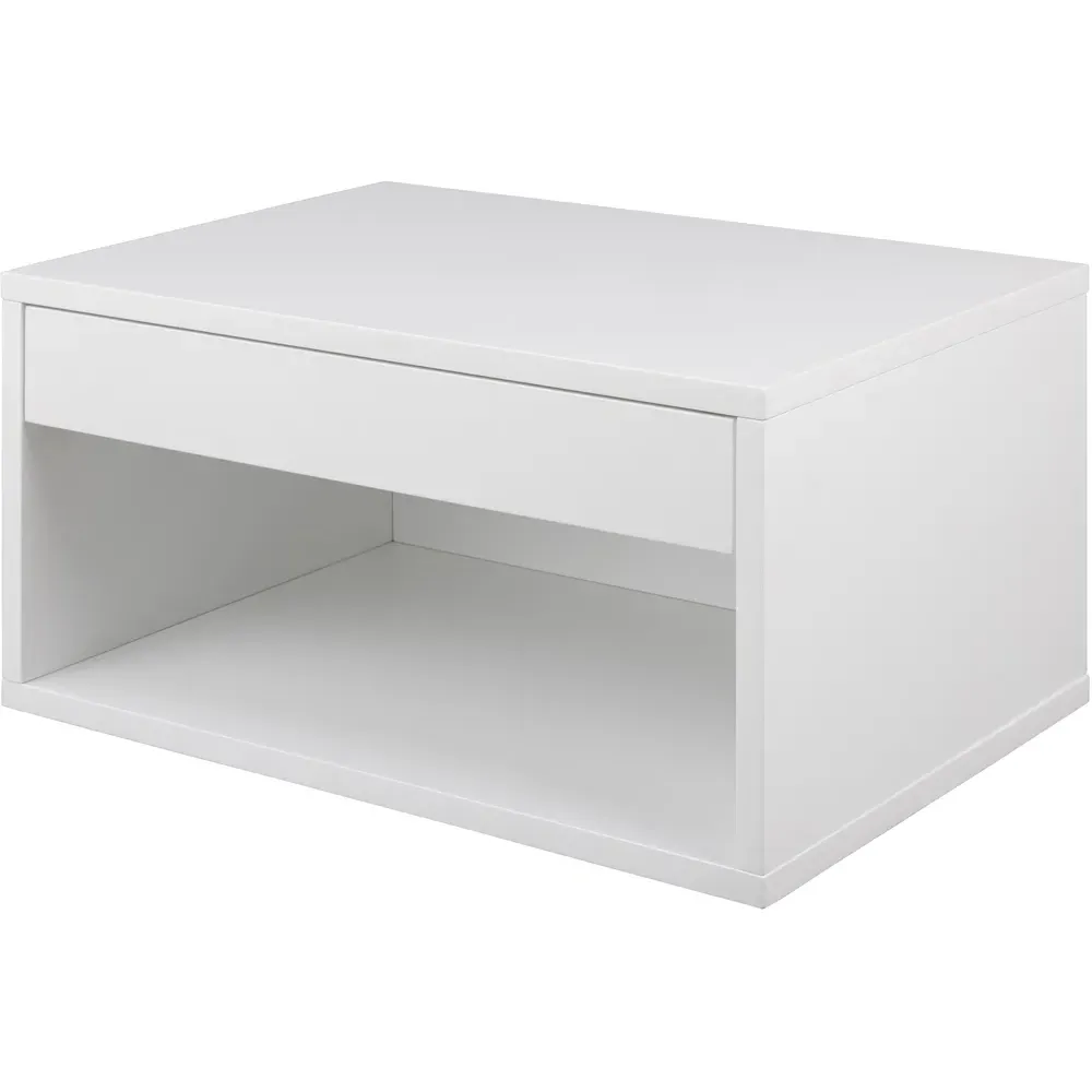 Florence Cholet Square Bedside Table with Drawer - White