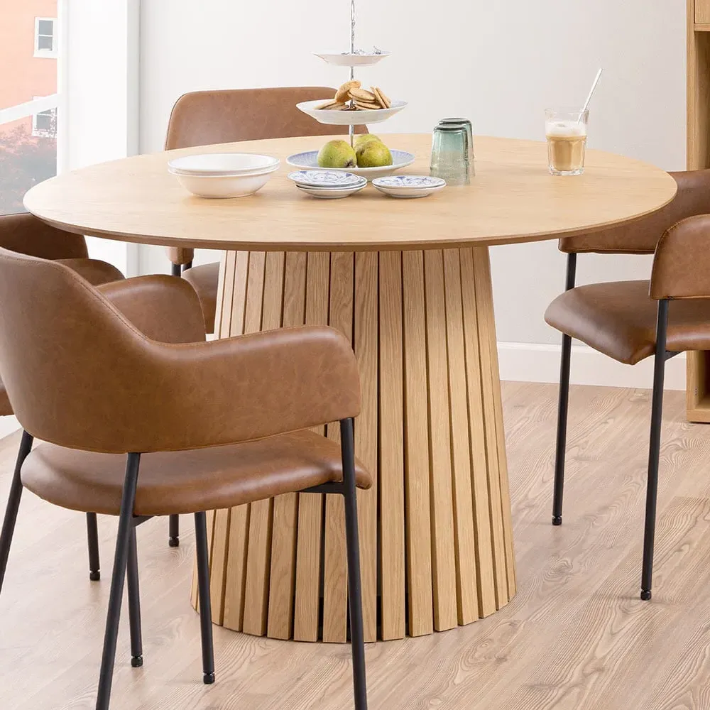 Florence Christo Round 4 Seater Dining Table - Brown, Oak image