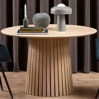 Florence Christo Round 4 Seater Dining Table - White, Oak