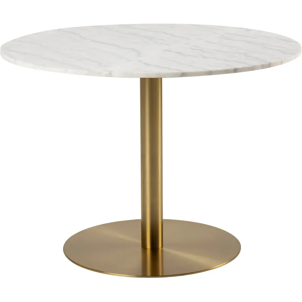 Florence Corby 4-Seater Round Dining Table - White, Marble