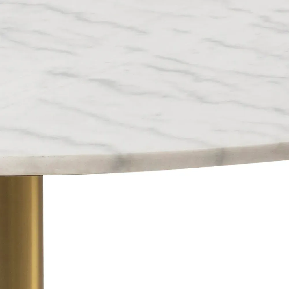 Florence Corby 4-Seater Round Dining Table - White, Marble