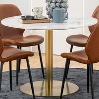 Florence Corby 4-Seater Round Dining Table - White, Marble