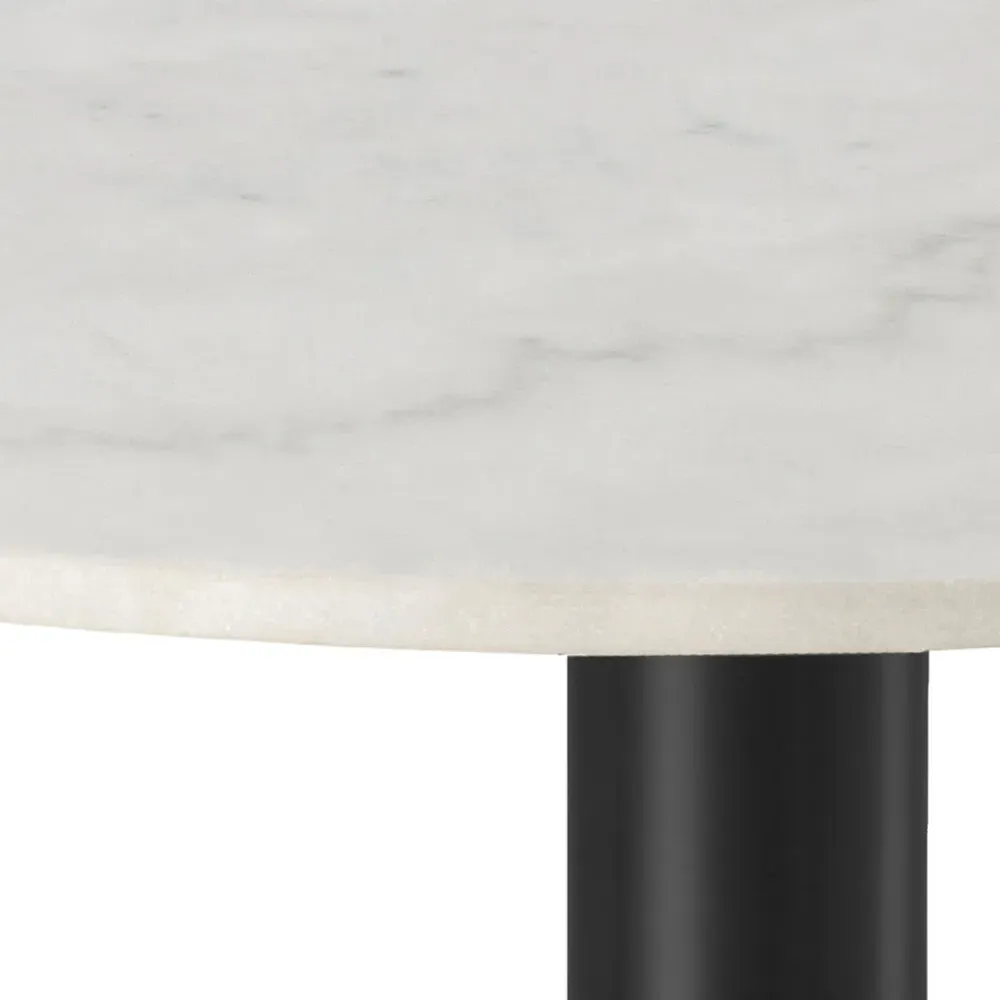 Florence Corby Round 4 Seater Dining Table - White, Marble