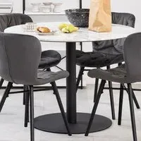 Florence Corby Round 4 Seater Dining Table - White, Marble