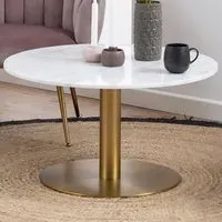 Florence Corby Round Coffee Table - White, Marble