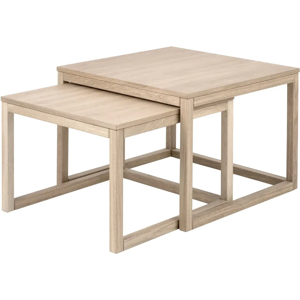 Florence Cornus Nest of Tables Set of 2 - White, Oak