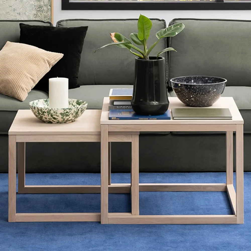 Florence Cornus Nest of Tables Set of 2 - White, Oak