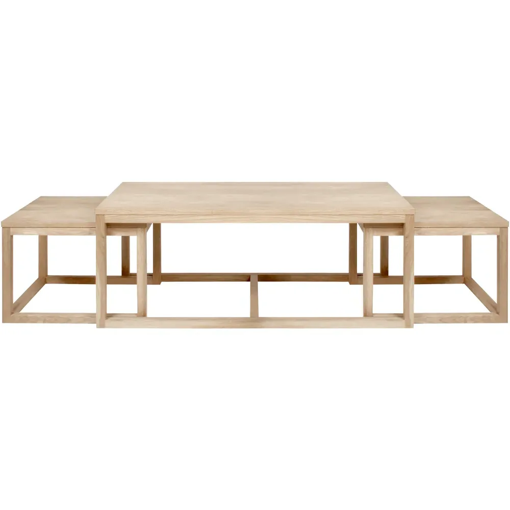 Florence Cornus Oak Nest of Tables Set of 3 - Brown