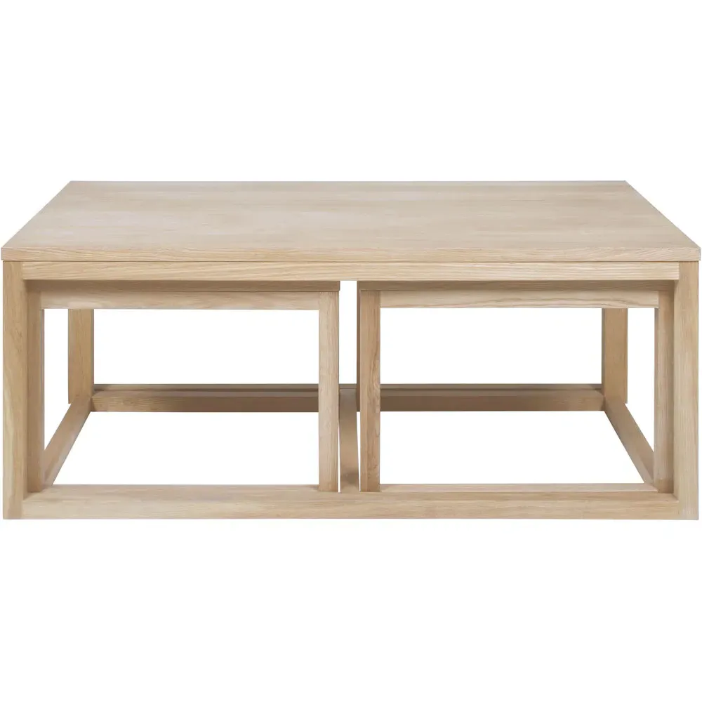 Florence Cornus Oak Nest of Tables Set of 3 - Brown