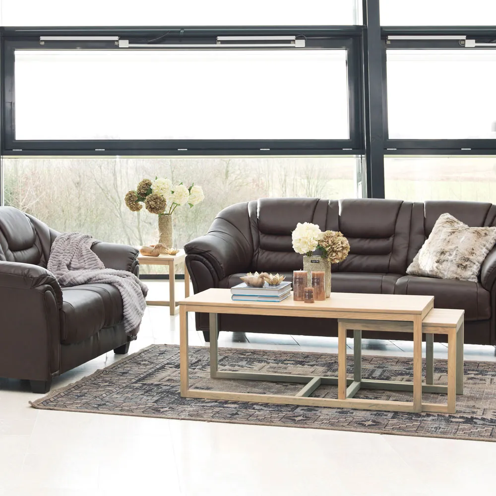 Florence Cornus Oak Nest of Tables Set of 3 - Brown