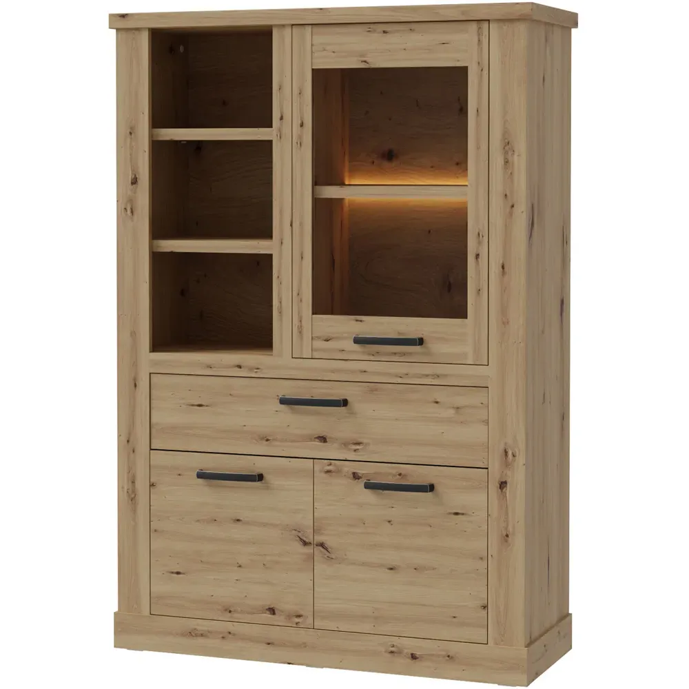 Florence Corona 3 Door Display Cabinet - Brown, Oak