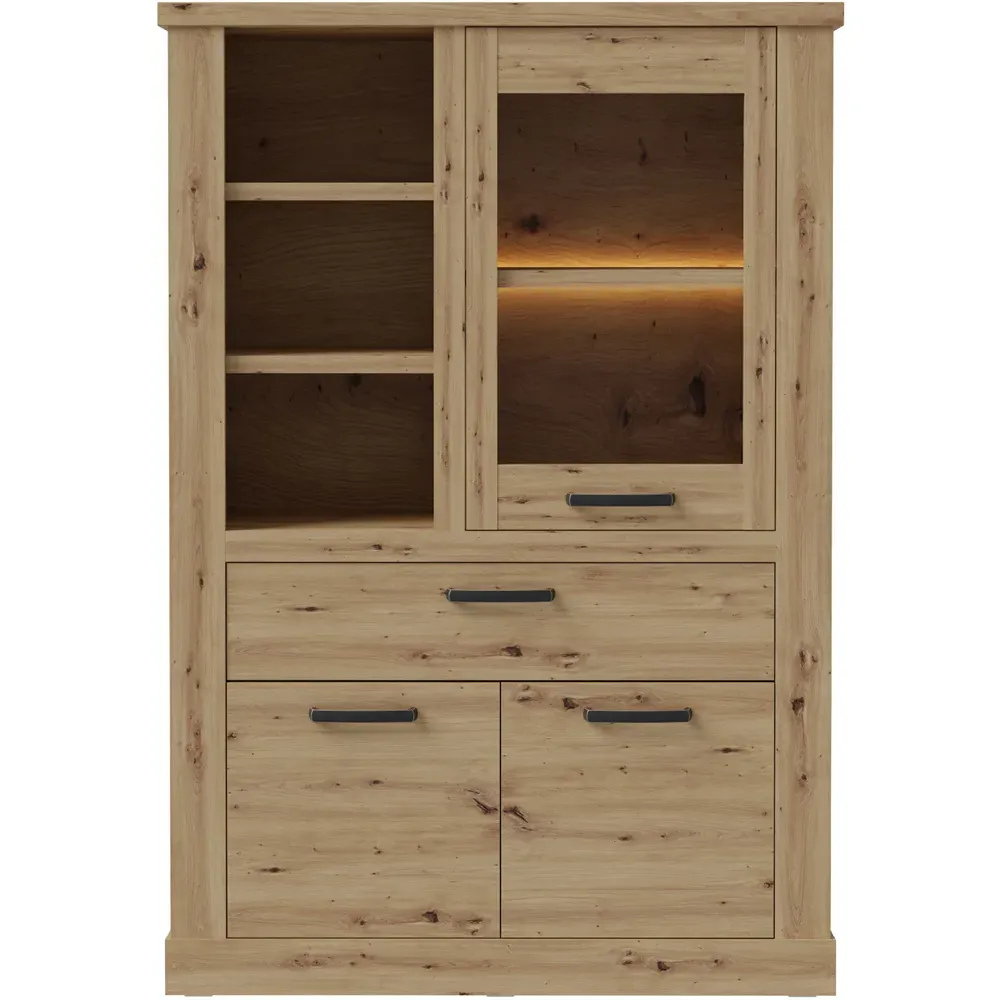 Florence Corona 3 Door Display Cabinet - Brown, Oak