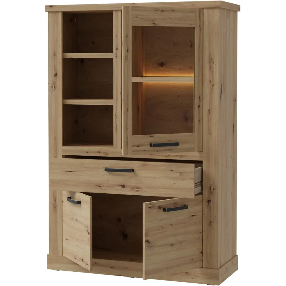 Florence Corona 3 Door Display Cabinet - Brown, Oak