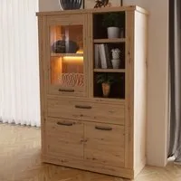 Florence Corona 3 Door Display Cabinet - Brown, Oak