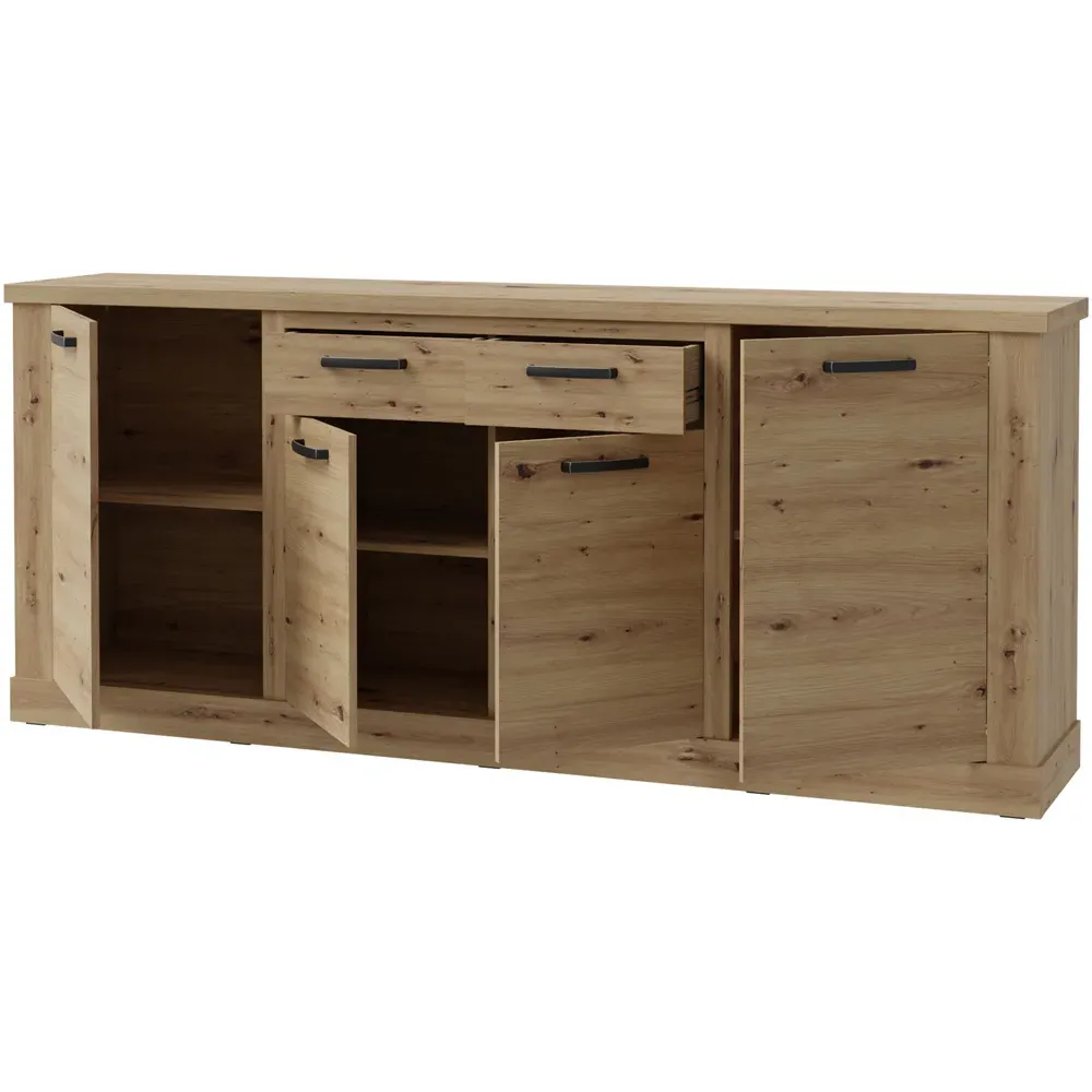 Florence Corona 4 Door 2 Drawer Sideboard - Brown, Oak