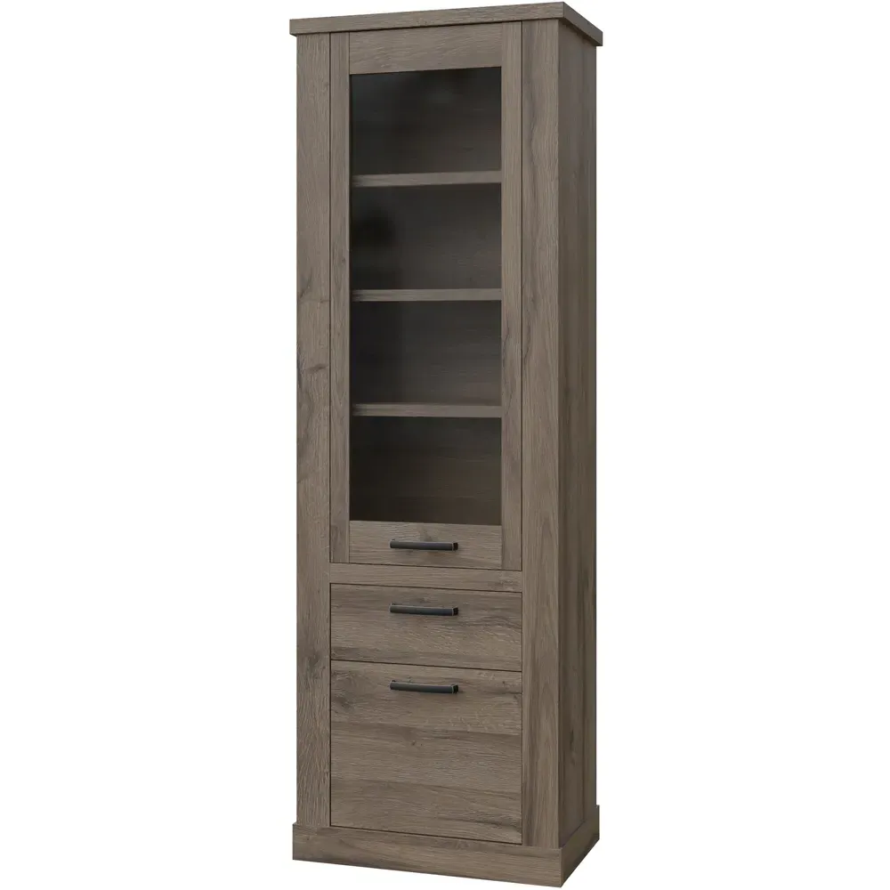 Florence Corona Display Cabinet with Storage - Brown, Oak