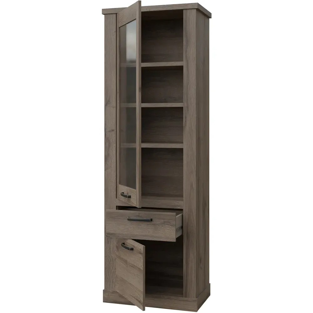 Florence Corona Display Cabinet with Storage - Brown, Oak