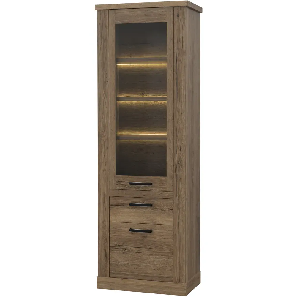 Florence Corona Display Cabinet with Storage - Brown, Oak