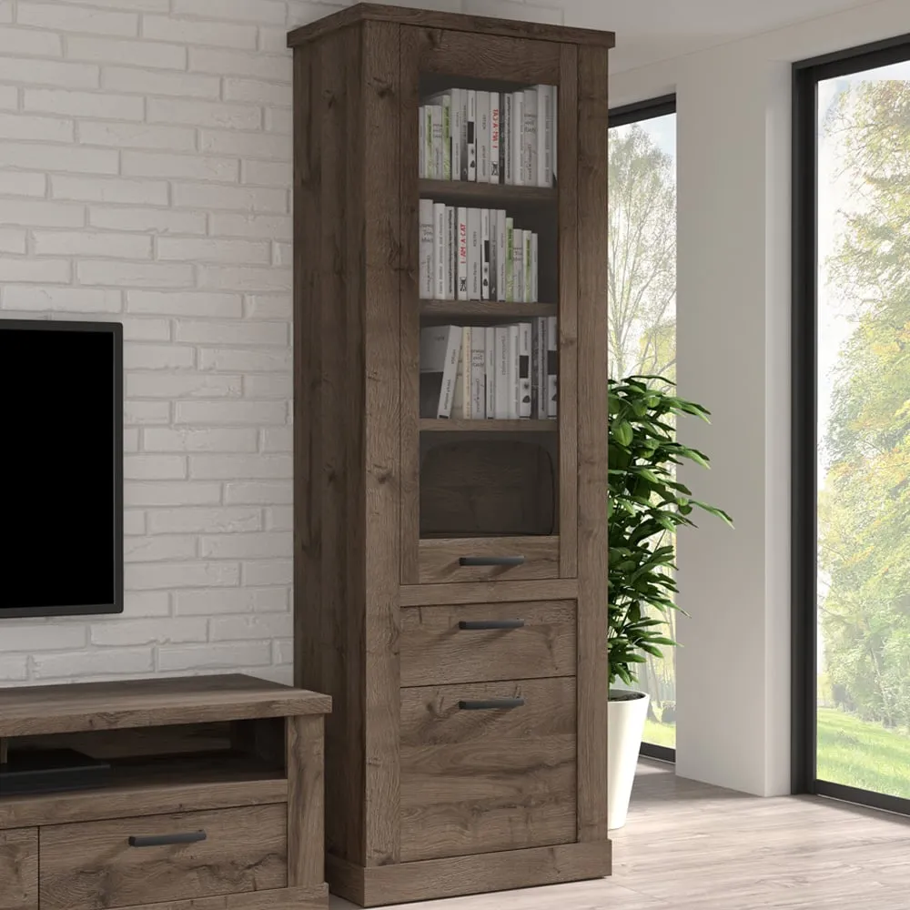 Florence Corona Display Cabinet with Storage - Brown, Oak