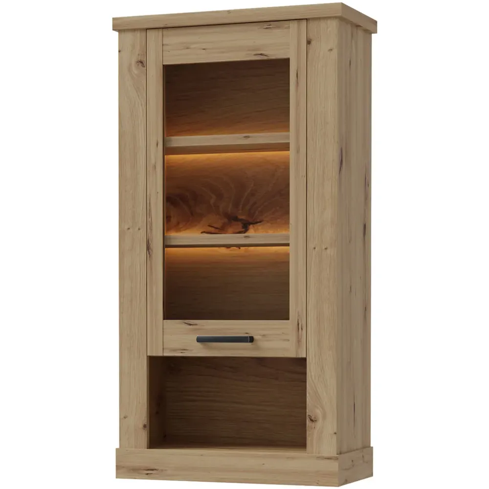 Florence Corona Single Door Display Cabinet - Brown, Oak