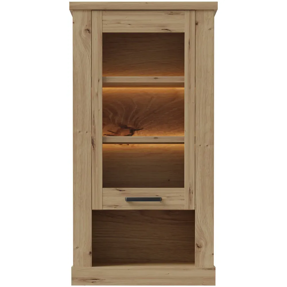 Florence Corona Single Door Display Cabinet - Brown, Oak