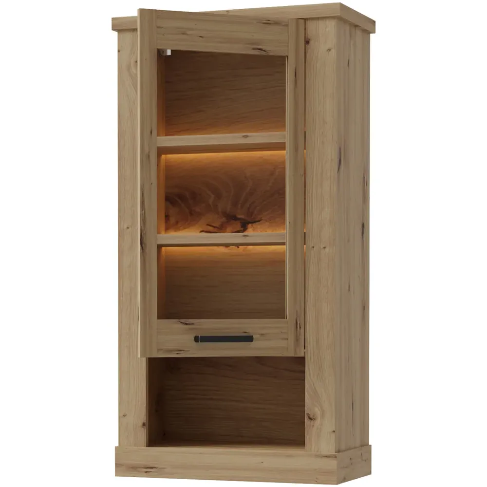 Florence Corona Single Door Display Cabinet - Brown, Oak