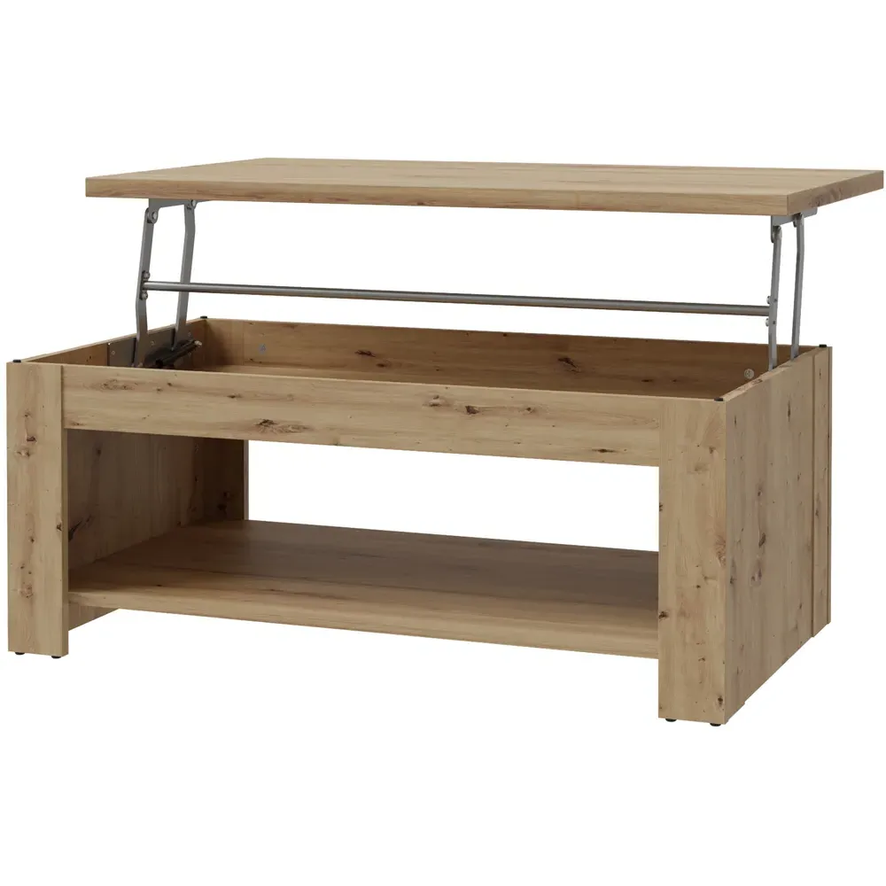 Florence Corona Single Shelf Rising Coffee Table - Brown, Oak