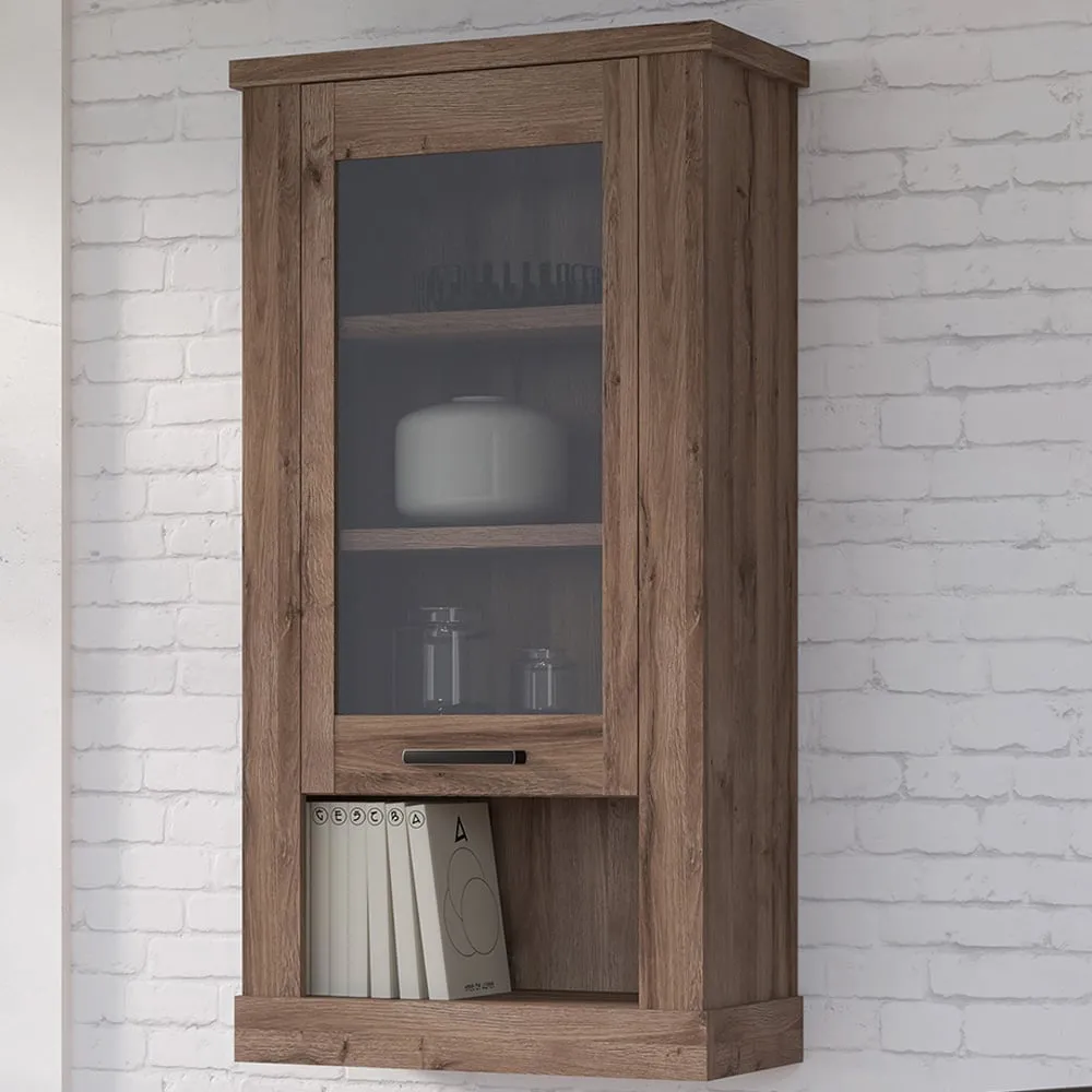 Florence Corona Wall Display Cabinet - Brown, Oak