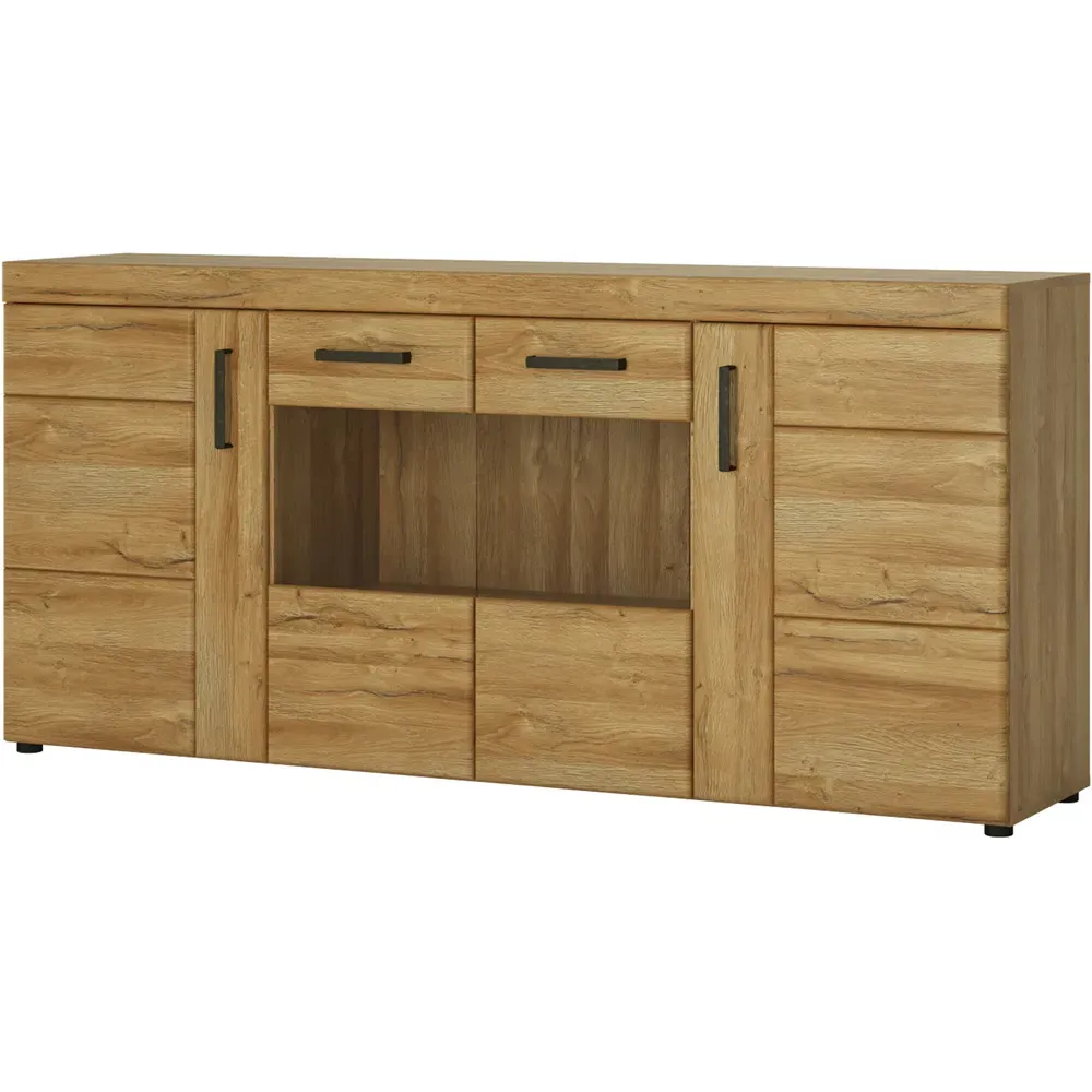 Florence Cortina 4 Door Wide Glazed Sideboard - Brown