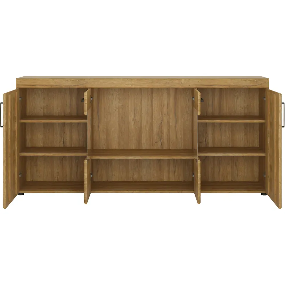 Florence Cortina 4 Door Wide Glazed Sideboard - Brown